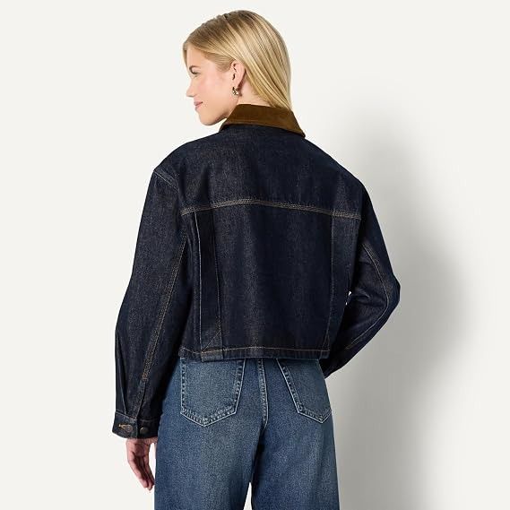 Denim Jacket With Brown Corduroy Collar image 2